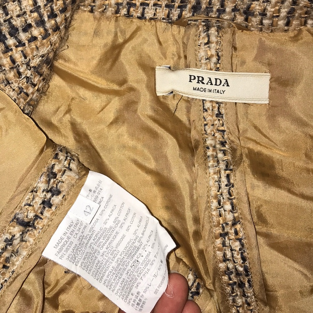 PRADA 2/4 tweed blazer jacket size 42 alpaca wool XS Small S - Picture 4 of 11